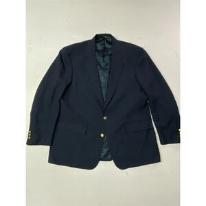Vtg Palm Beach‎ 46L Navy Blue Gold Button USA Made Mens Blazer Sport Coat Jacket